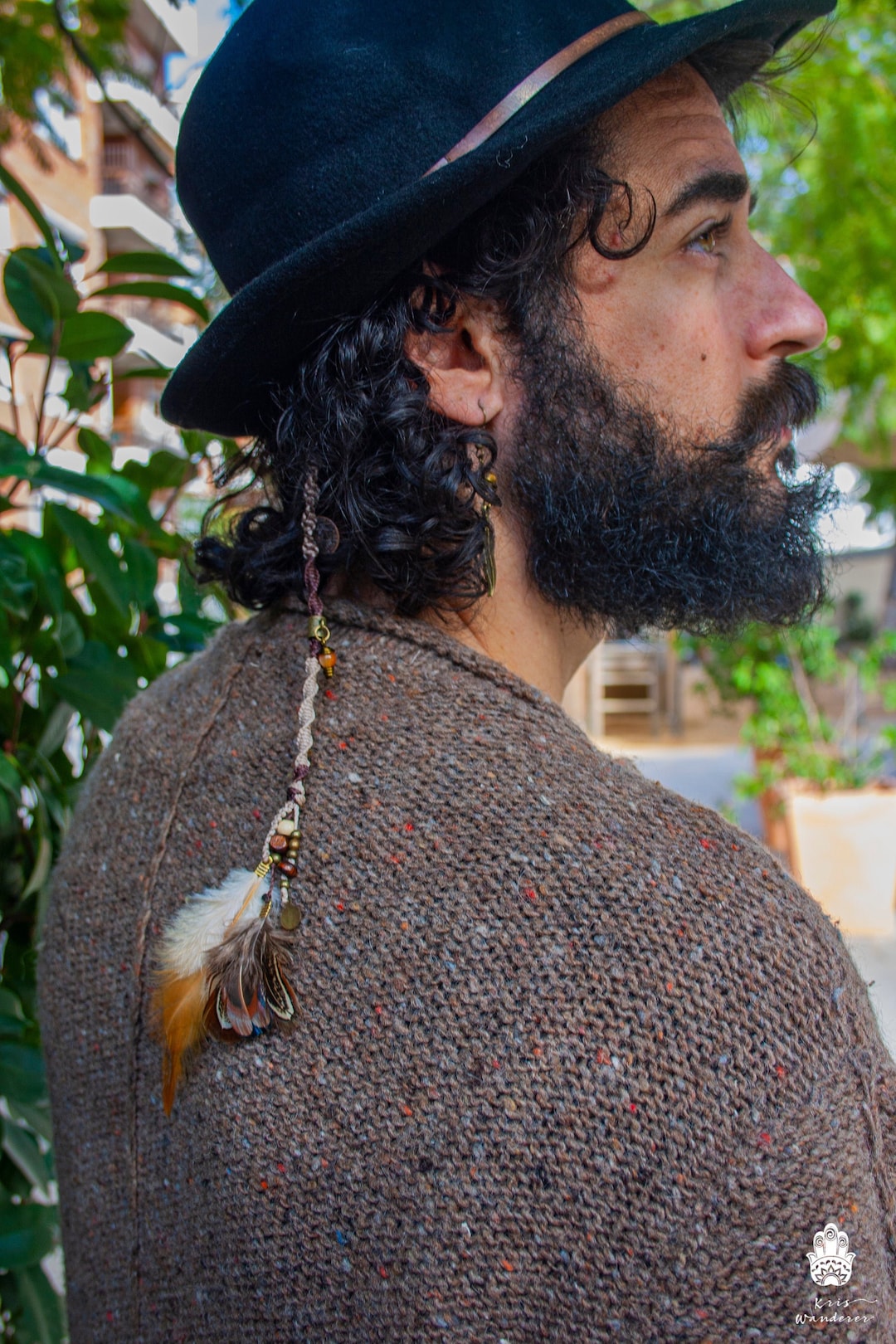 Feather Hair Clip for Men Pirate Dread Accessories Mens Hair Wrap