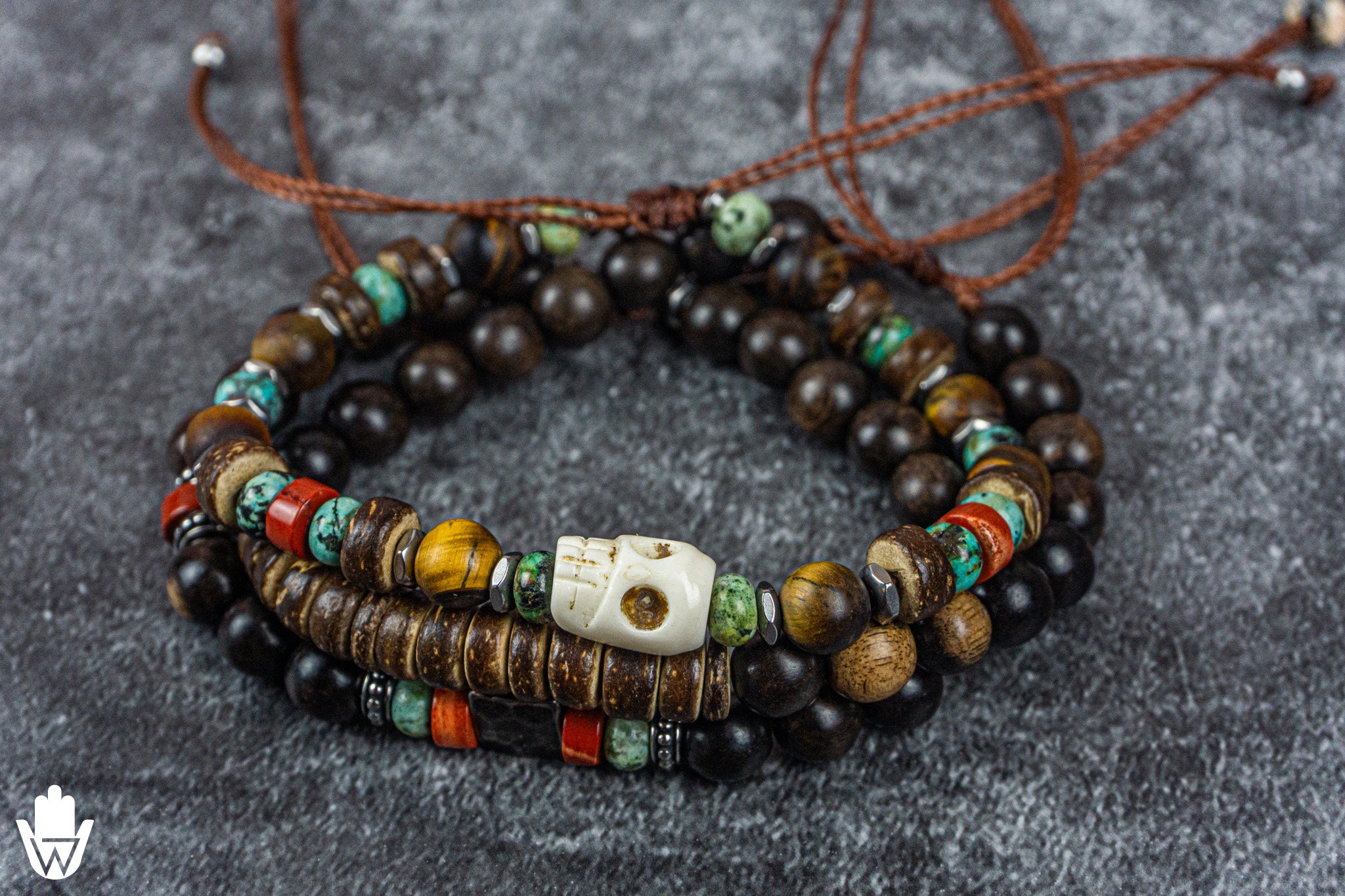 Bracciale elastico fatto a mano con ossidiana nera da 8 mm e