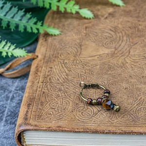 Mens Hoop Wooden Beaded Earring Tribal Ethnic Gemstone Earring For Men Wood Bead And Tiger Eye Earring Boho Pirate Dangle Drop Earring zdjęcie 5