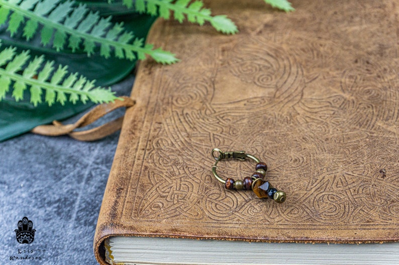 Créole pour homme en bois avec perles boucle d'oreille tribale ethnique avec pierres précieuses pour homme perle en bois et boucle d'oreille oeil de tigre boucle d'oreille pendante bohème pirate image 5