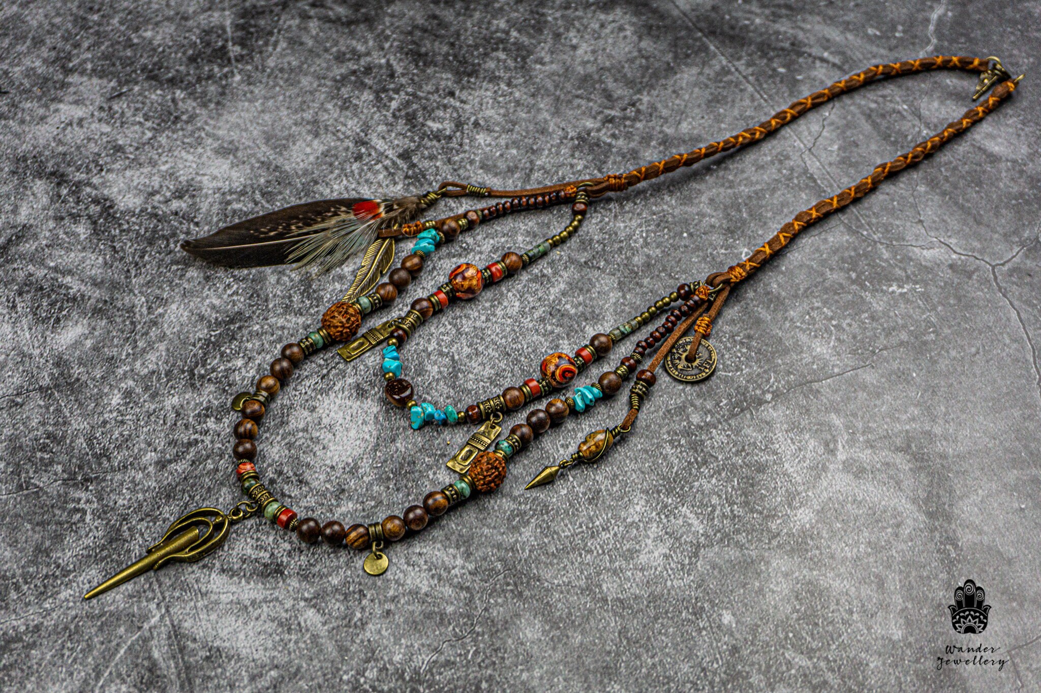 Hippie Festival Layered Statement Necklace- Mens Boho