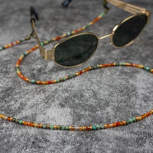 Sonnenuntergang Edelstein Perlen Brillenkette: Boho Chic Brillen Accessoire