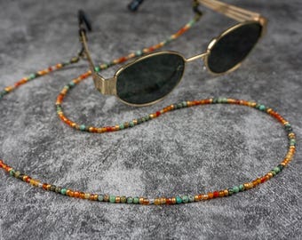 Sunset Gemstone Beaded Glasses Chain: Boho Chic Eyewear Accessory