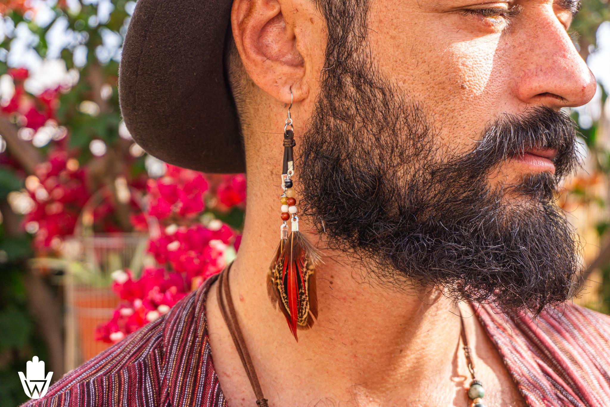Orecchini in pelle fatti a mano, orecchini ad arco boho