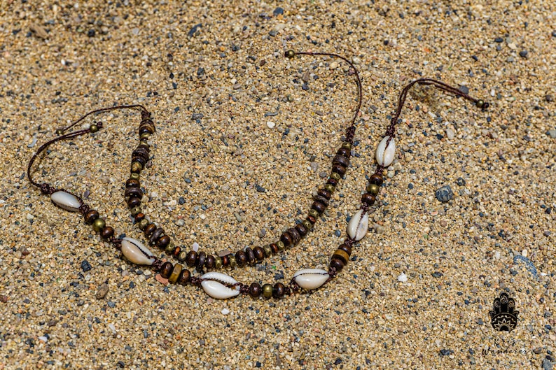 Boho Surf Cowrie Shell Bracelet de cheville pour hommes Ensemble de bracelets de plage assortis en couches Bracelet de cheville perlé unisexe Bracelet de cheville d'été hippie pirate pour hommes image 6