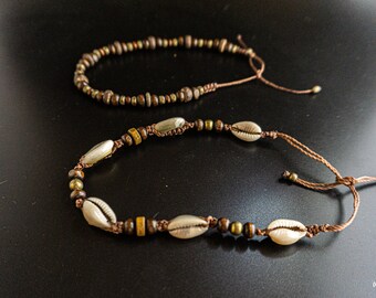 Cavigliere A Conchiglia Naturali Kauri, 2 Pezzi, Regolabili In Stile Boho, Bianche E Nere, Gioielli Da Spiaggia Per Donne E Ragazze - 4
