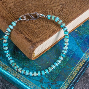 Imperial Jasper Turquoise Waterproof Bracelet For Men And Women- Mens Turquoise Gemstone Dainty Bracelet- Stainless steel Beaded Bracelet