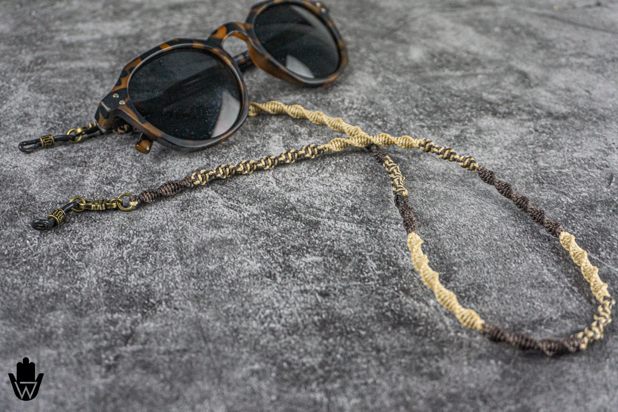 Brown and Beige Unique Macrame Glasses Chain Holder- Boho Hippie