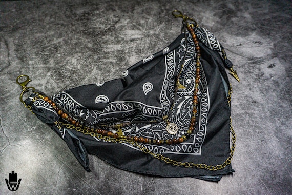 Bohemian Multistrand Pants Chain- Black Bandana Rockstar Chain for