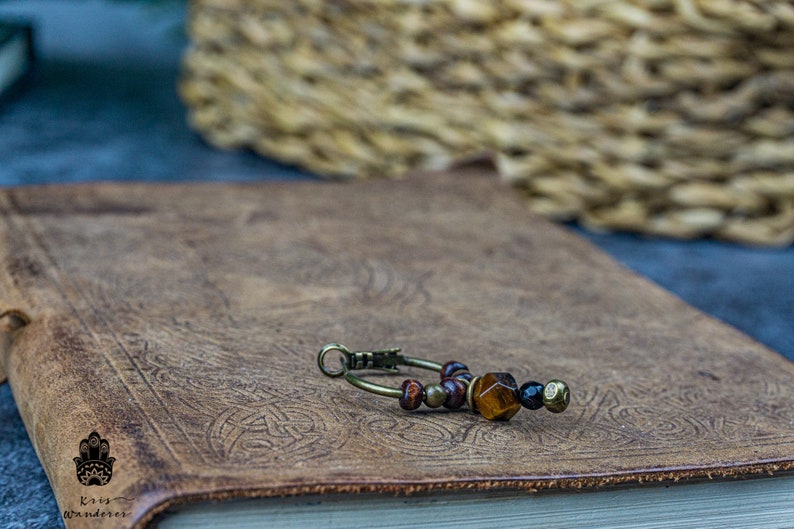 Mens Hoop Wooden Beaded Earring Tribal Ethnic Gemstone Earring For Men Wood Bead And Tiger Eye Earring Boho Pirate Dangle Drop Earring image 6