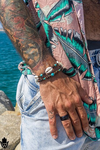 WOWORAMA Set Di 5 Braccialetti Con Conchiglie E Perline Per Donna - Impilabili, Tema Mare, Stile Boho