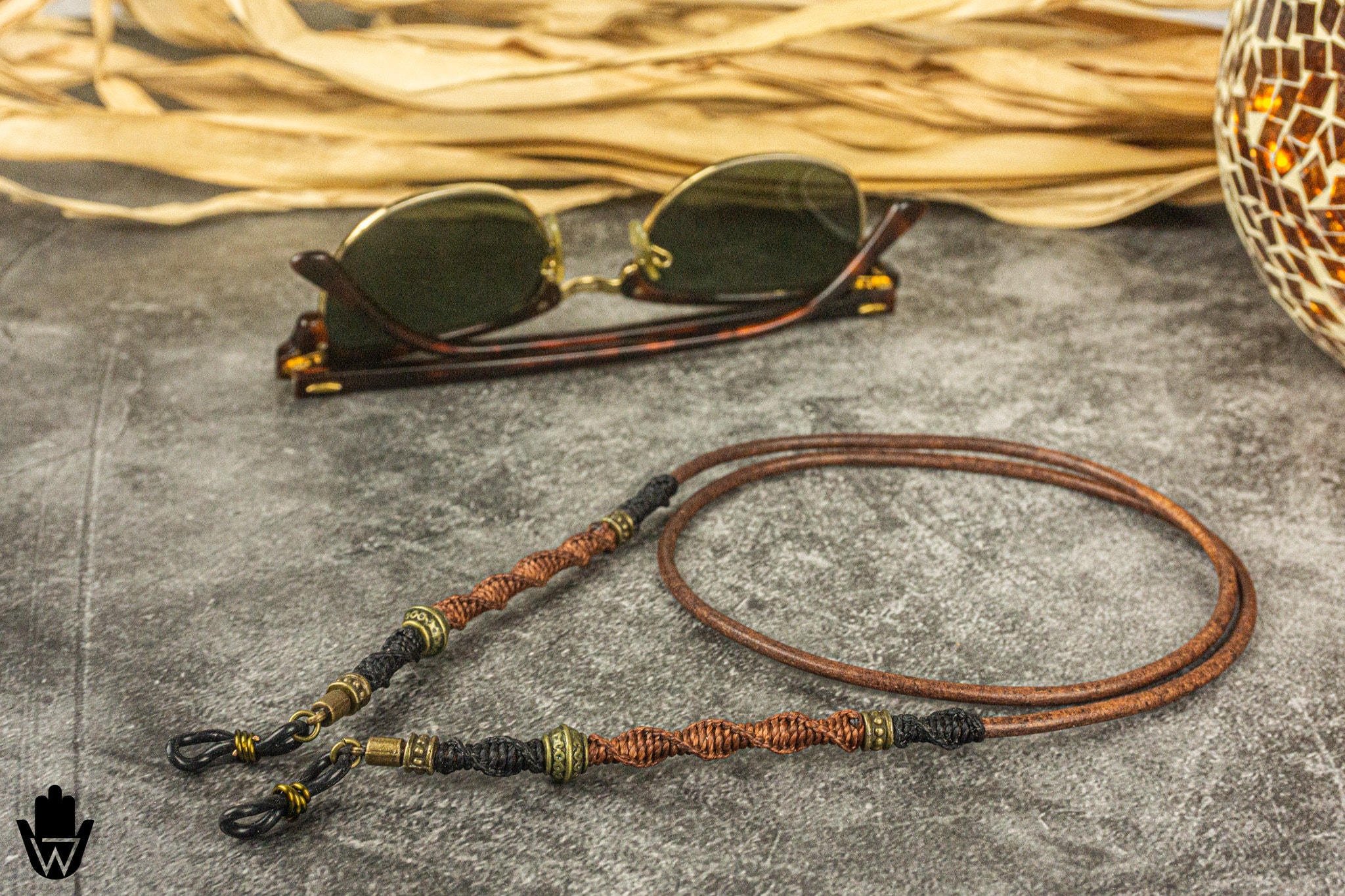 Handmade Leather Glasses Holder for Men- Macrame Leather Cord