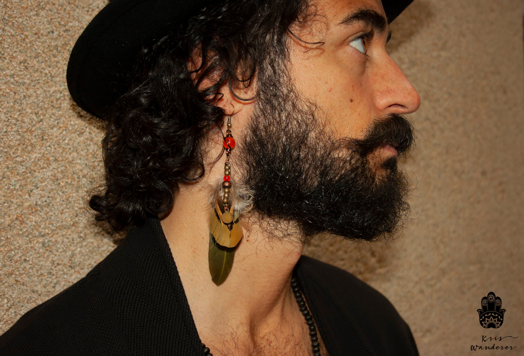Single Mens Feather Earring Pirate Earring Men's Boho | Etsy