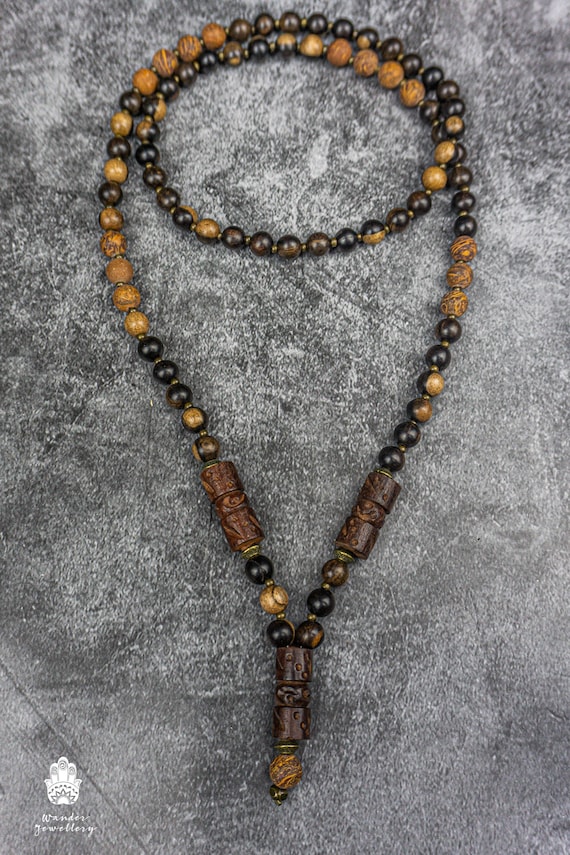 Collana di perline di legno multistrato bohémien