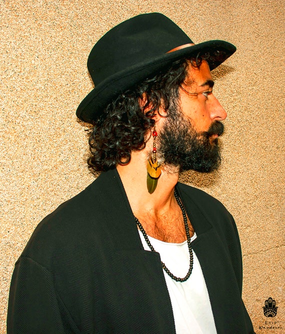 Single Mens Feather Earring Pirate Earring Men s Boho Hippie