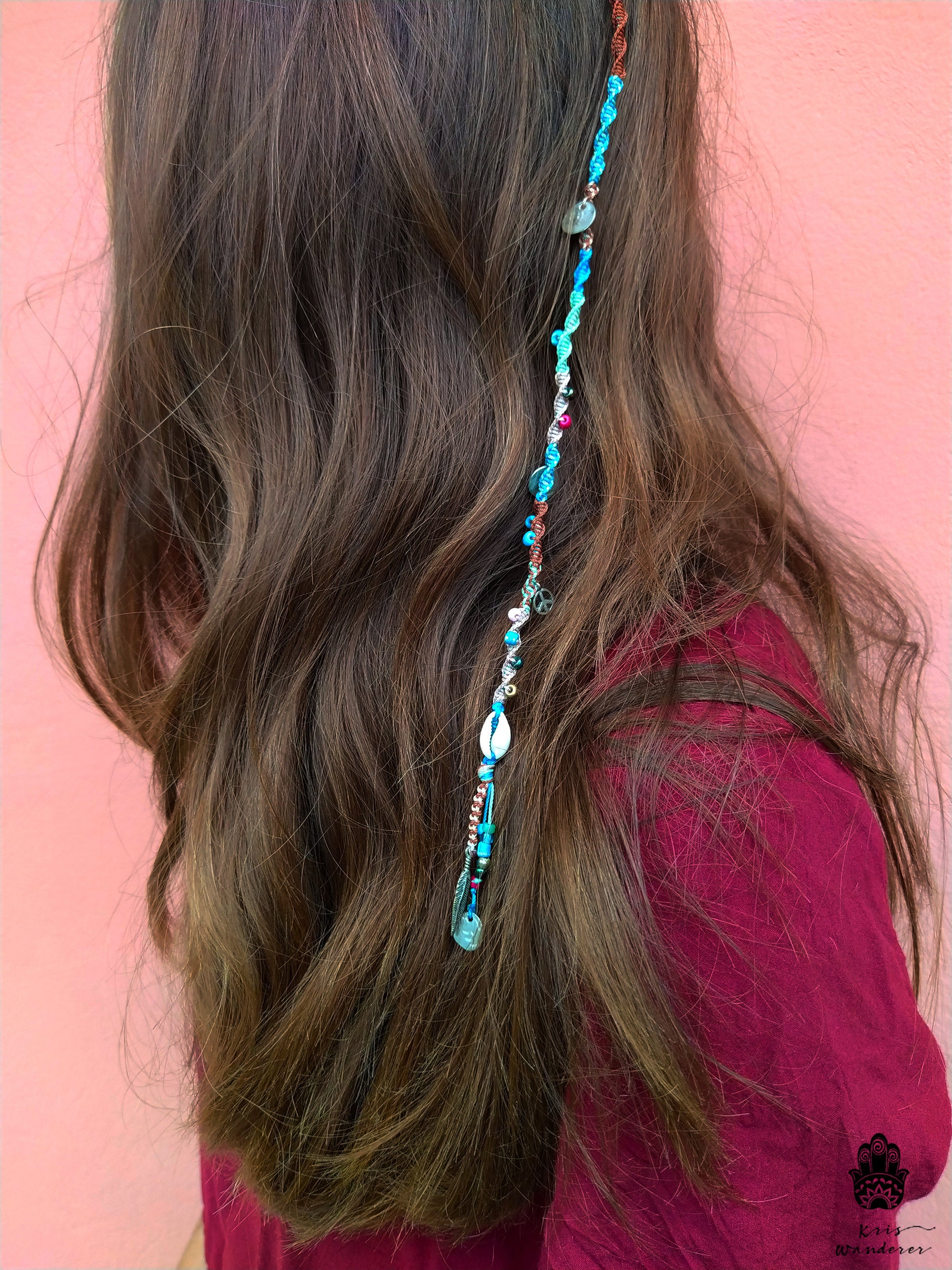 Colorful Hair Wrap Macrame Hair Extension Clip in Hippie - Etsy