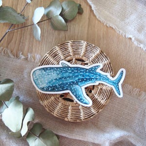 Whale Shark Waterproof Sticker; Vinyl Laminated Waterproof Fade Resist Watercolour Sticker Decor; Laptop Sticker; Water Bottle Sticker