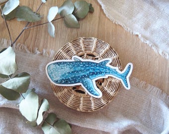 Whale Shark Waterproof Sticker; Vinyl Laminated Waterproof Fade Resist Watercolour Sticker Decor; Laptop Sticker; Water Bottle Sticker