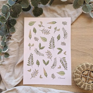 Leafy Botanical A4 A5 Handmade Watercolour Fine Art Print