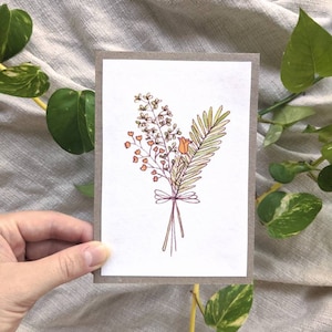 Bouquet of Flowers Greeting Card; Handmade Recycled Kraft Birthday Card; Baby Girl Card; Valentine's Anniversary Card; Get Well Soon Card