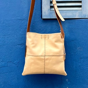 Sac- Sac à bandoulière en cuir CHECKED, sac en cuir, sac unisexe, sac fait main
