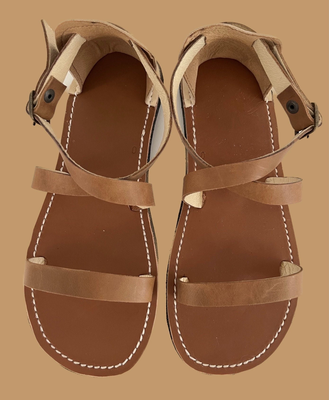 Sandale BAREFOOT, sandale en cuir plat, sandale à bretelles, sandales faites à la main, sandales pieds nus, sandales en cuir beige