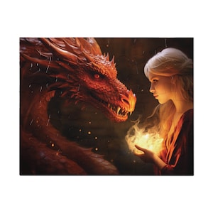 Puzzle Dragon Jigsaw Puzzle,  Dragon Puzzle, 1000 Piece Adult Puzzle, Colorful Fantasy Puzzle, Gift for DnD RPG Player, 500 Piece Puzzle