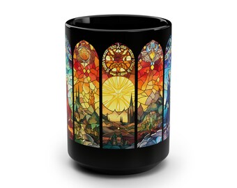 Anime gebrandschilderde mok, Koninkrijk gebrandschilderde mok, gebrandschilderde glaskunst, cadeau-idee, cadeau voor haar, cadeau voor hem