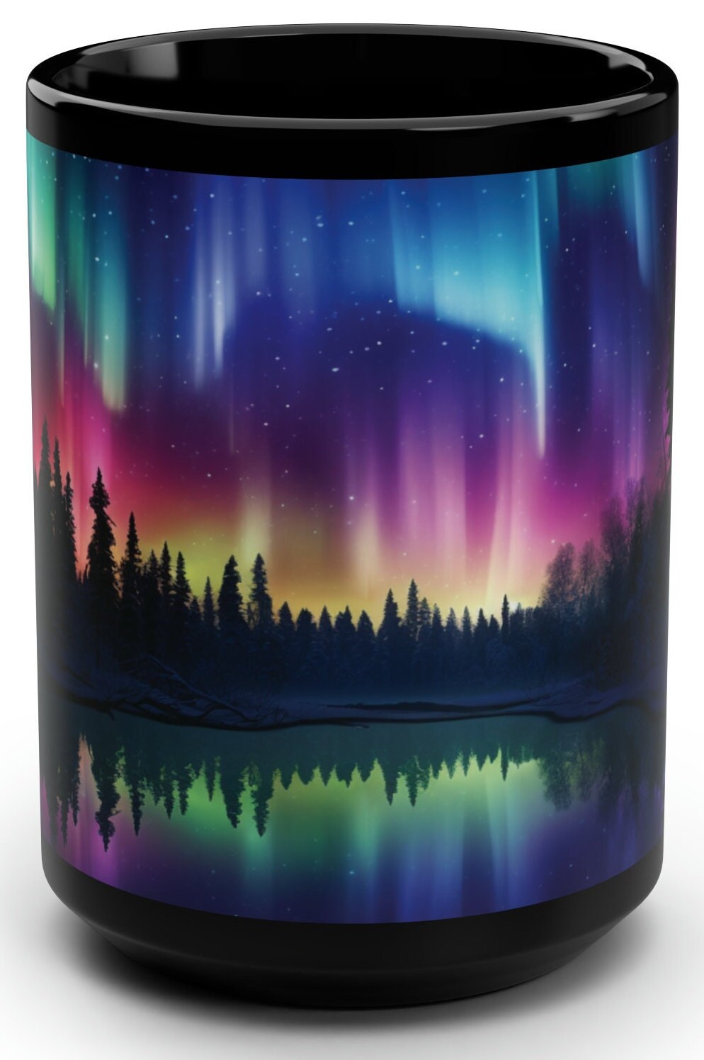 Aurora Borealis Becher, Nordlichter Becher, Bäume bei Nacht, Wandergeschenk, Camping Becher, Geschenkidee, Geschenk für sie, Geschenk für ihn