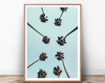 Palm Tree Wall Art, Summer California Ocean Photo, Malibu Beach, Beach Wall Art, Sea Coast, Wall Art Poster
