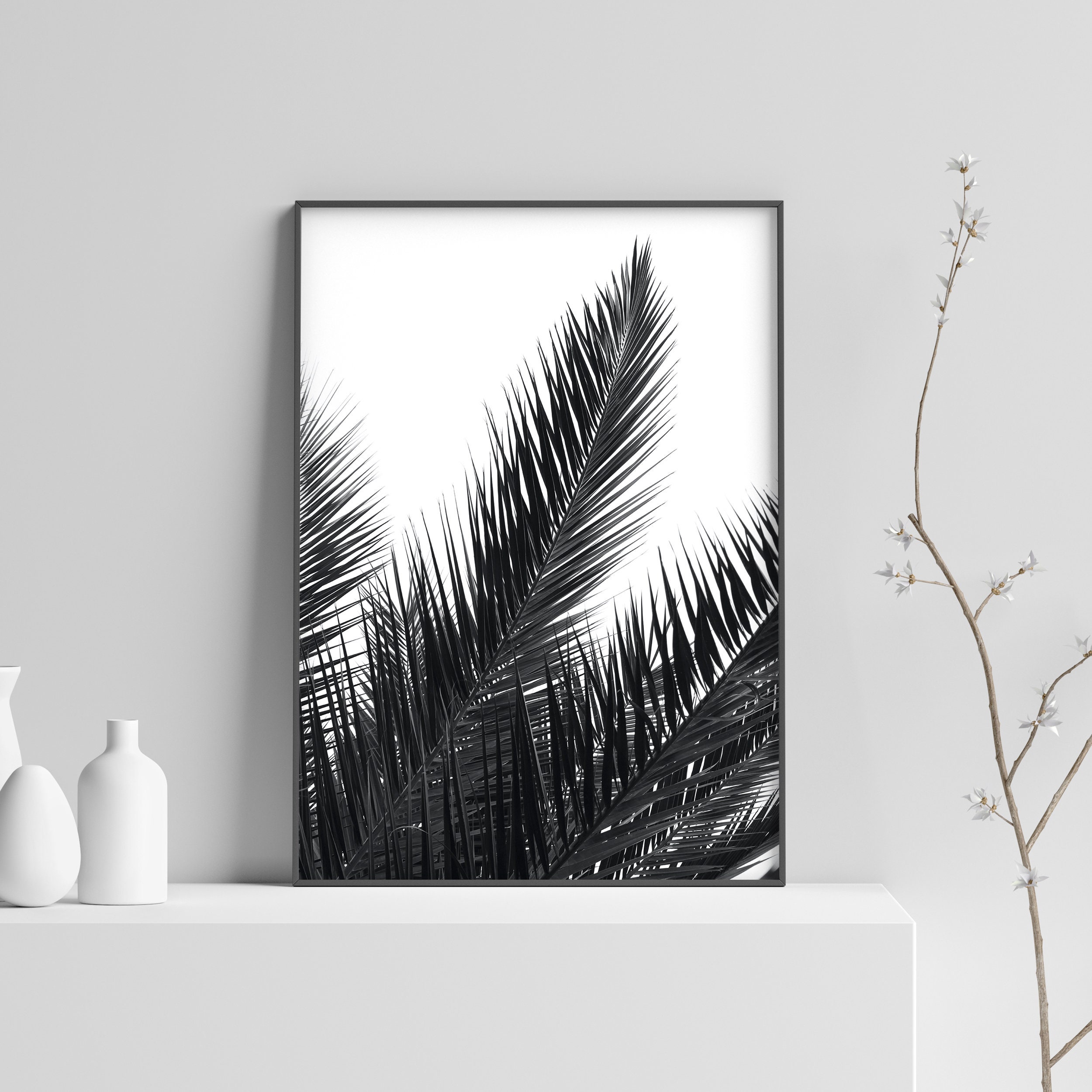 Palm Tree Leaf Print, Wall Art, Wall Art Poster, Printable Digital ...