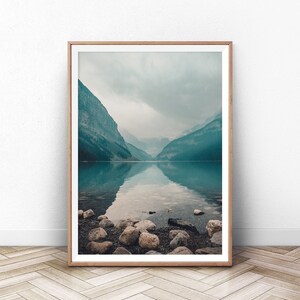 Lake print, Landscape, Pine Trees, Nordic, Wall Art, Wall Art Poster, Printable Digital Download Art
