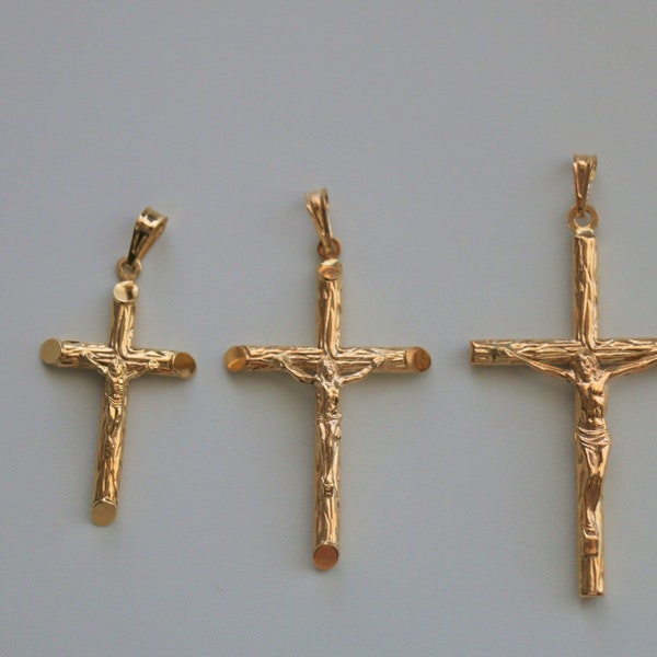 18ct 18k carat 750 Yellow Gold Religious Catholic Crucifix Cross made in Malta