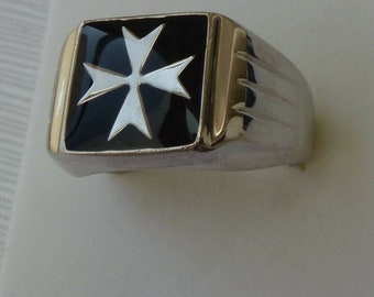 Sterling Silver Order Of St.John, templar, croce di malta, knights of malta maltese cross Signet ring all sizes available factory price