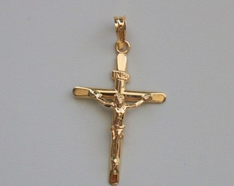 18ct 18k carat 750 Yellow Gold Religious Catholic Crucifix Cross Solid made in Malta