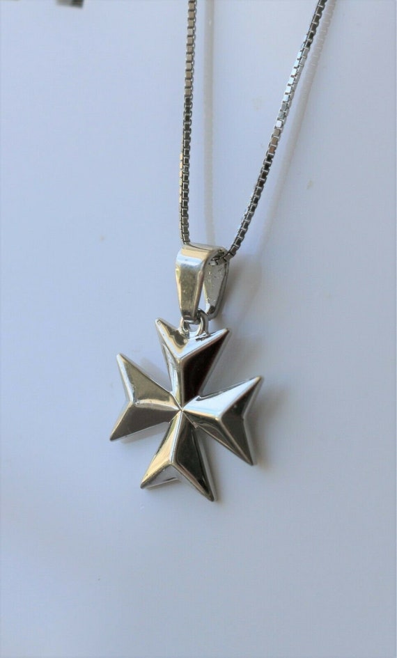 925 Sterling Silver Order of St.john Maltese Cross Solid Pendant