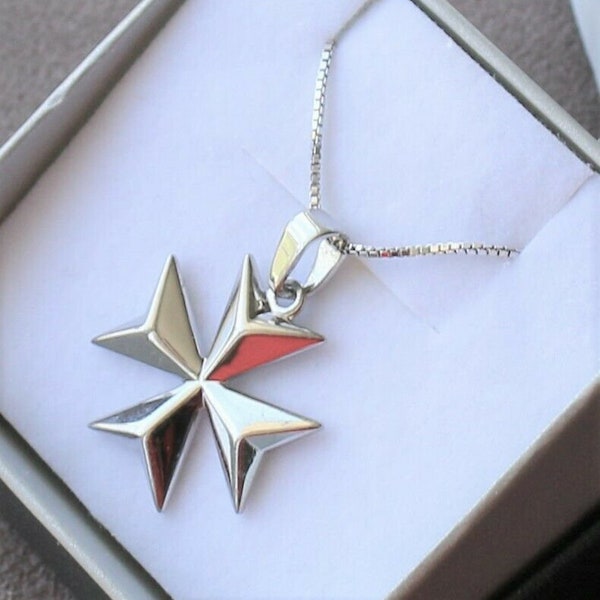 925 Sterling Silber Orden Von St.John Malteser Kreuz Massiv Anhänger Geschenk Schmuck Knights of malta amalfi