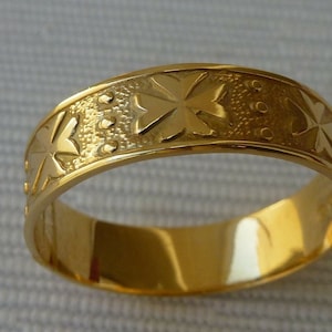 ORIGINAL 9ct 9k 375 Yellow Gold Maltese Cross Amalfi knights of malta band Ring All sizes available