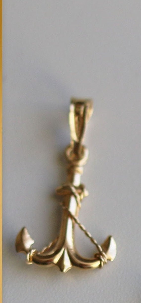 9kt Gold Solid Anchor Sea Pendant Meaning Such as Strength