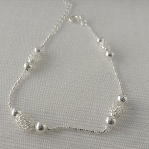 925 スターリングシルバー ハンドメイド フィリグリー ボール 手作りブレスレット
