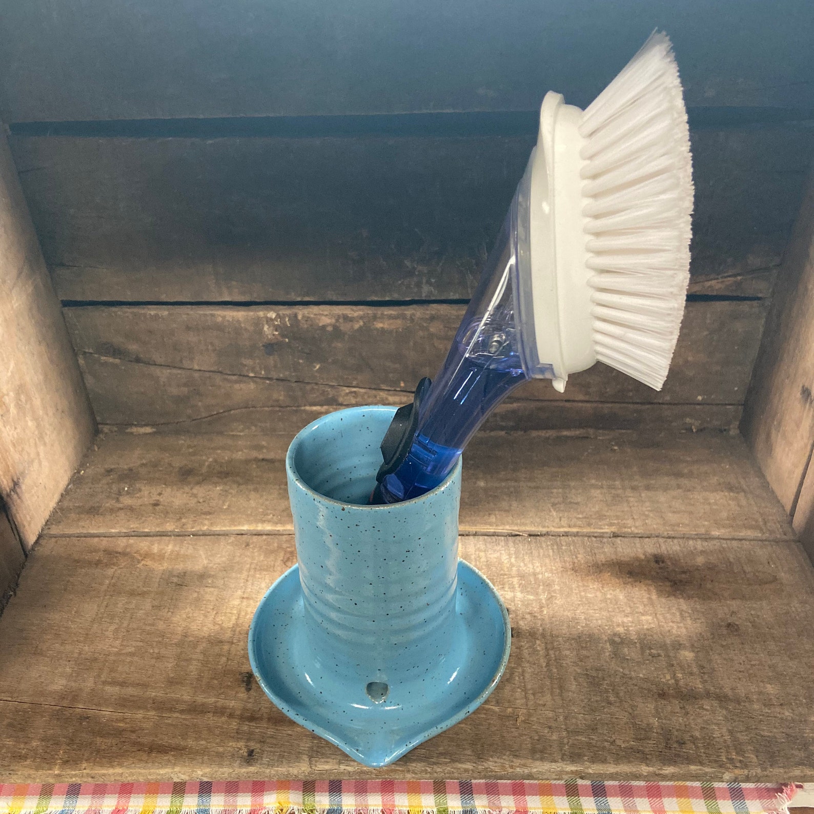Blue handmade ceramic kitchen scrub brush holder ready to Etsy