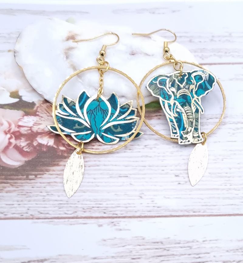 Boucles D'Oreilles Éléphant Ethniques - Bijou Déclaration, Neuf Avec Étiquettes