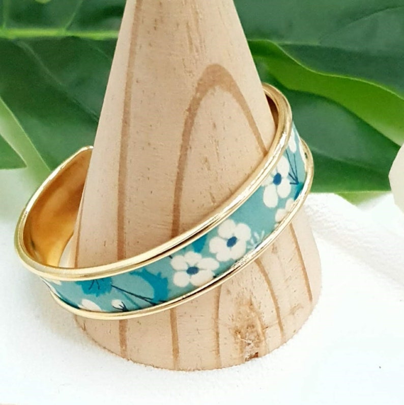 inserts cotton fabrics liberty of london Mitsi mint with water Colorful brass rush bracelet color of choice