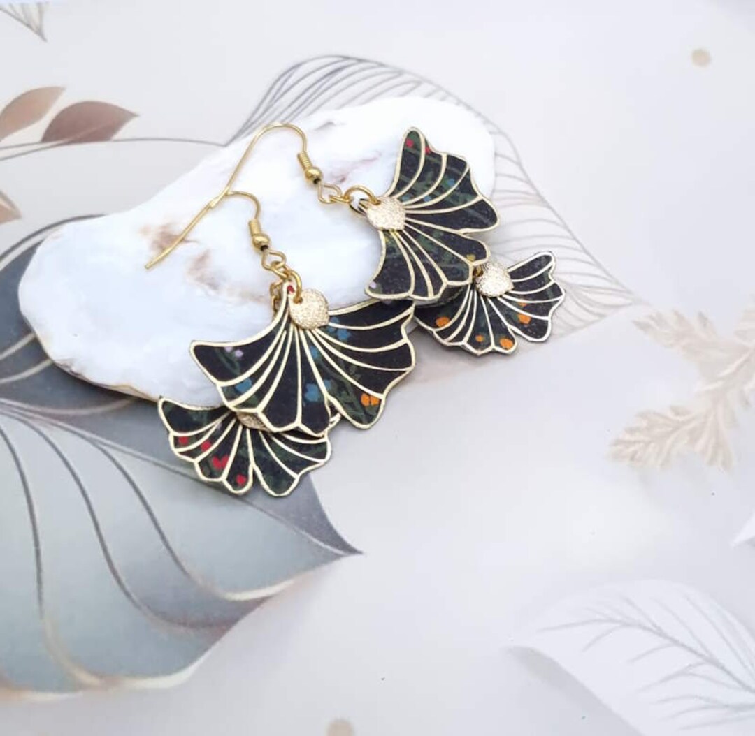 Erica Liberty Fabric and Gold-plated Stainless Steel Gingko Flower ...