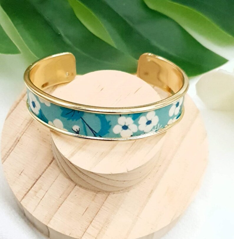 inserts cotton fabrics liberty of london Mitsi mint with water Colorful brass rush bracelet color of choice