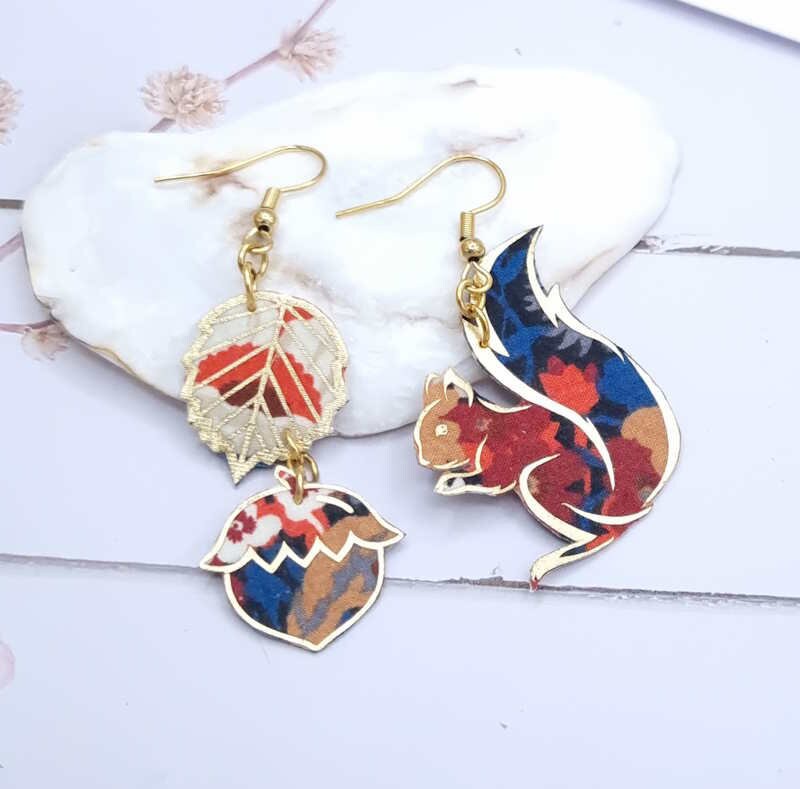 Boucles D'oreilles Femme En Cuir Forme écureuil - Style Bohème, Colorées, Avec Crochets Argent 925, Léger Et Confortable