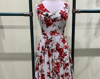 white dress with red flowers Big sale ...