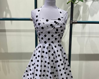 polka dot dress white and black