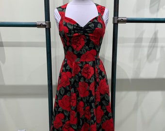 white and red rose dress