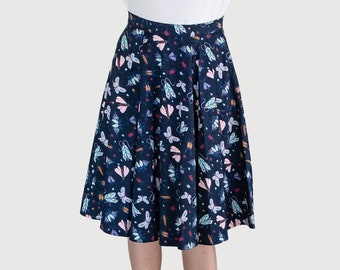 Eva Rose Navy Bug Print Skirt With Pockets